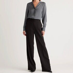 EUC Quince Pants Womens 12 Black Stretch Crepe Classic Trouser Capsule Minimal